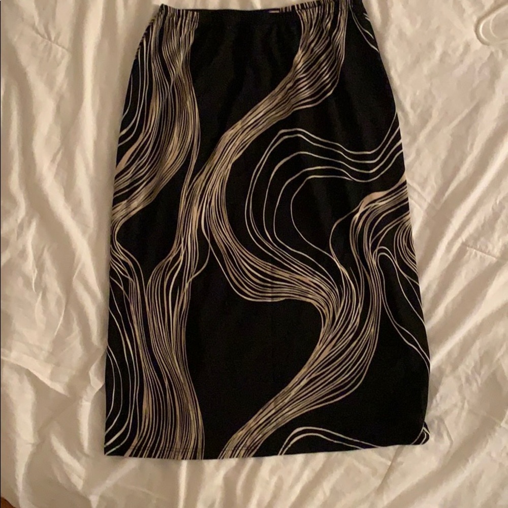 Beautiful black skirt with cream & white design